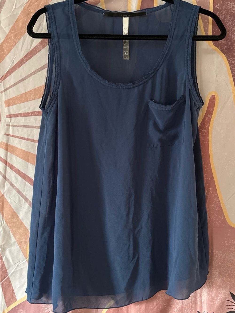 Kensie Navy Blue Sleeveless Pocket Camisole layering piece great for day off